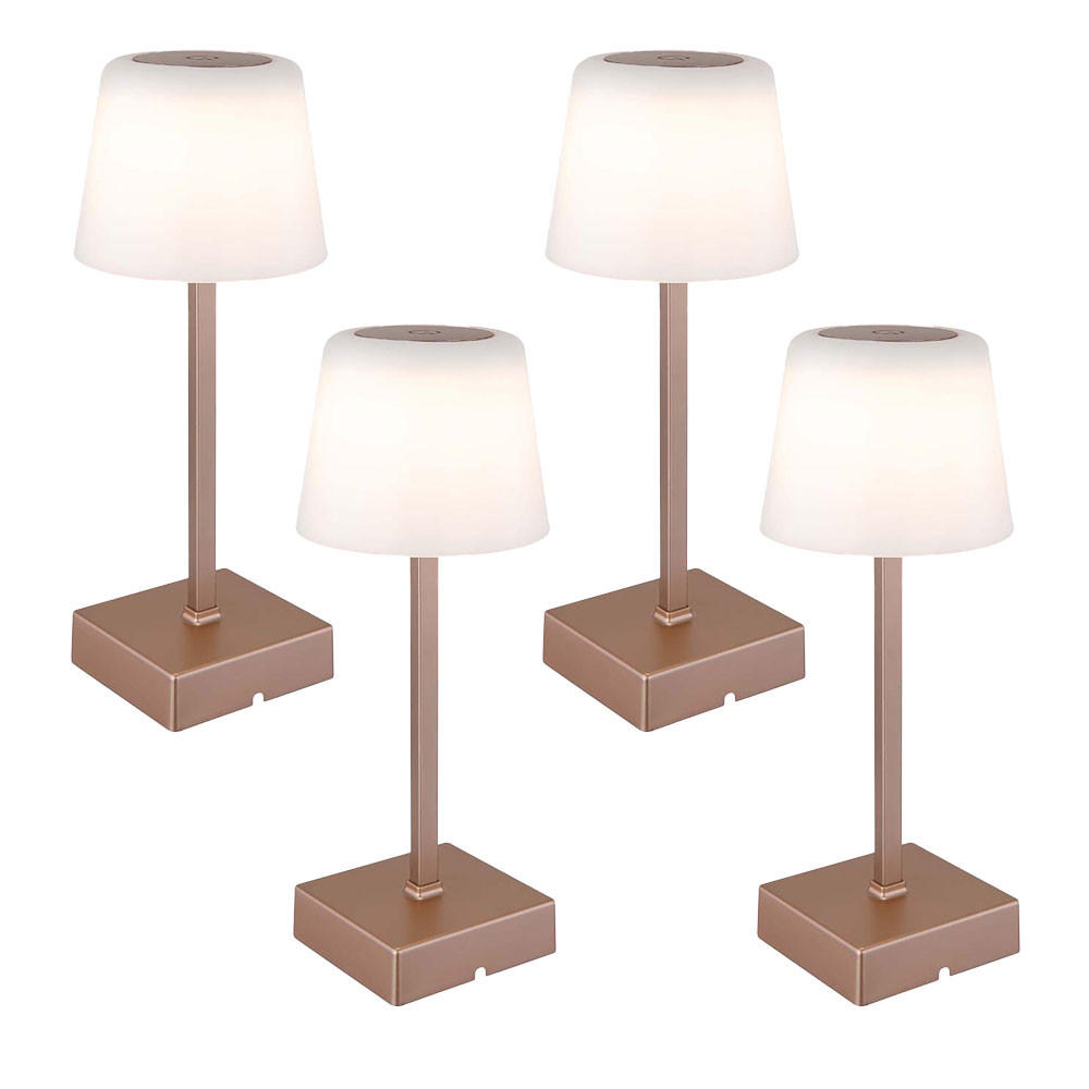 TISCHLEUCHTE XAYDEN LED Aluminium Champagner Akku, 4er Set - Champagner, Metall (8.5/8.5/25.5cm) - Globo Lighting