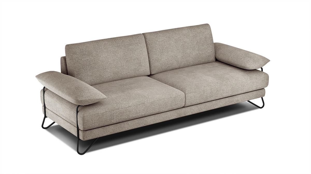 SOFA LORI 3-Sitzer, taupe - Taupe/Schwarz, Holzwerkstoff/Textil (245/87/96cm) - Courtois Laville
