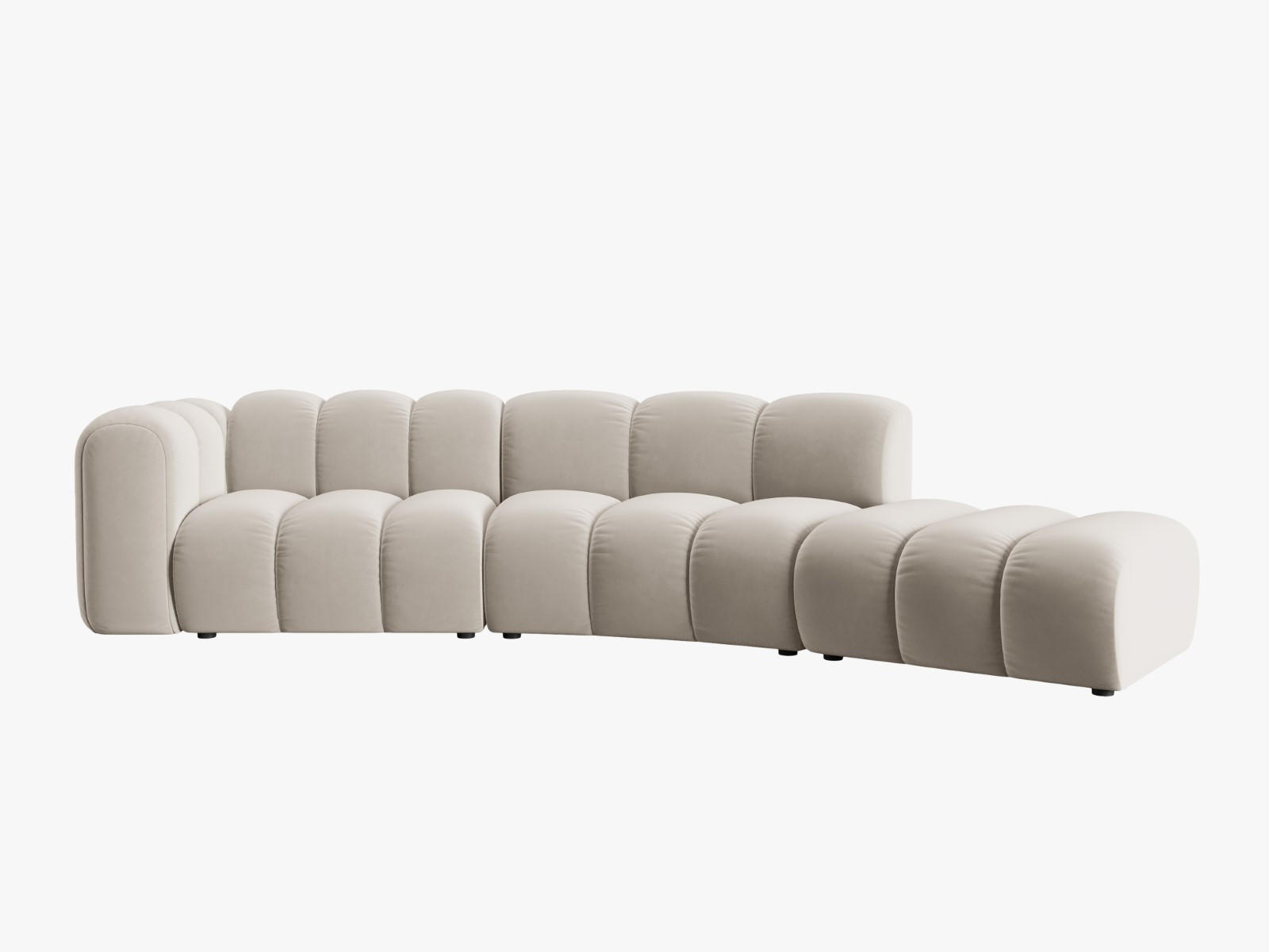 SOFA modular rechts Lupine aus Samt beige 5 Sitzplätze - Beige, Textil (166/70/335cm) - Micadoni
