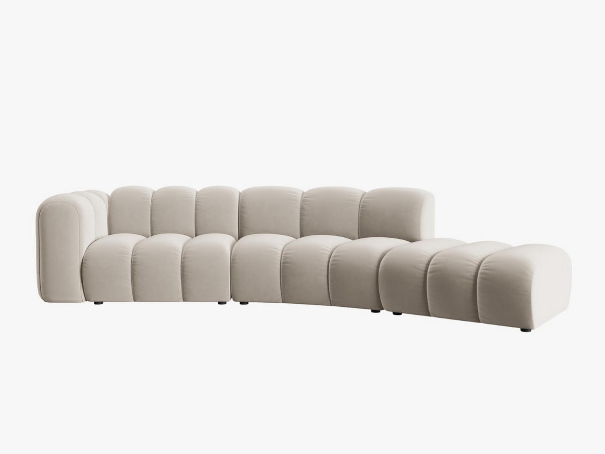 SOFA modular rechts Lupine aus Samt beige 5 Sitzplätze - Beige, Textil (166/70/335cm) - Micadoni