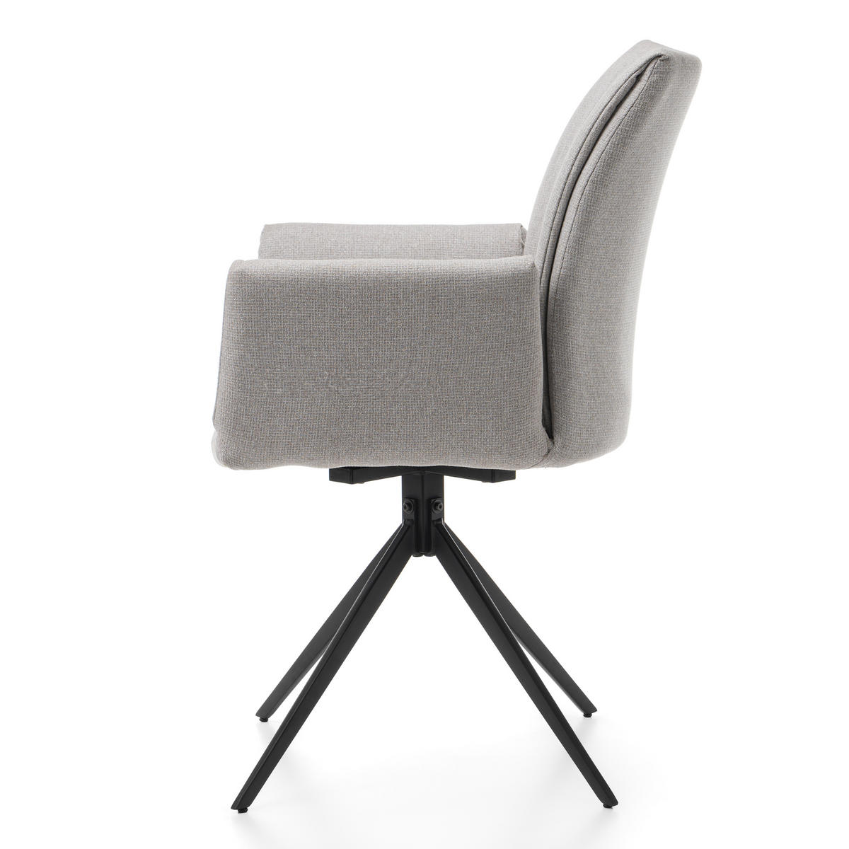 STUHL PRATO gepolstert mit Steppung - grau - Chenille - Schwarz/Grau, Textil/Metall (60/89/63cm) - NEW HOME