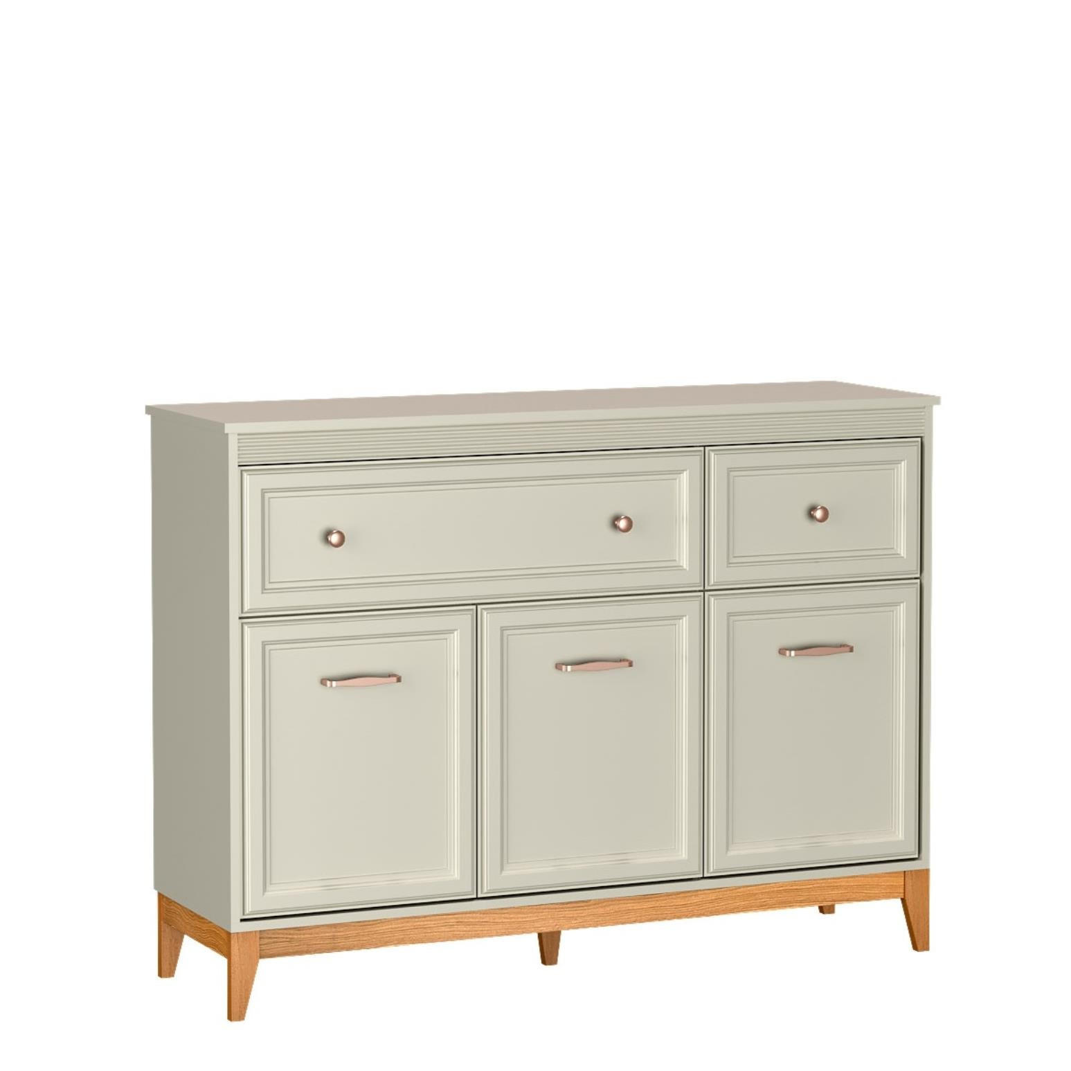 KOMMODE Windsor Kaschmir, Dreitürige mit Schubladen - Kaschmir, Holzwerkstoff (134/100/41cm) - Bettso