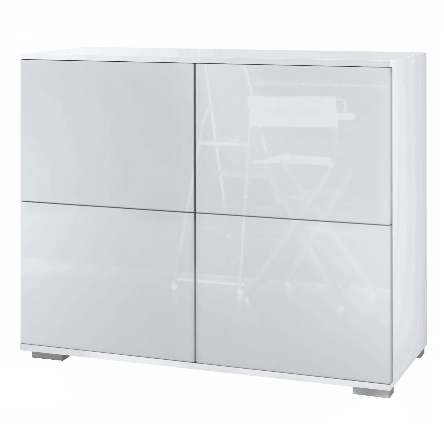 KOMMODE Rova Weiß Hochglanz - Weiß Hochglanz, Holzwerkstoff (92.5/75.5/35cm) - Vladon