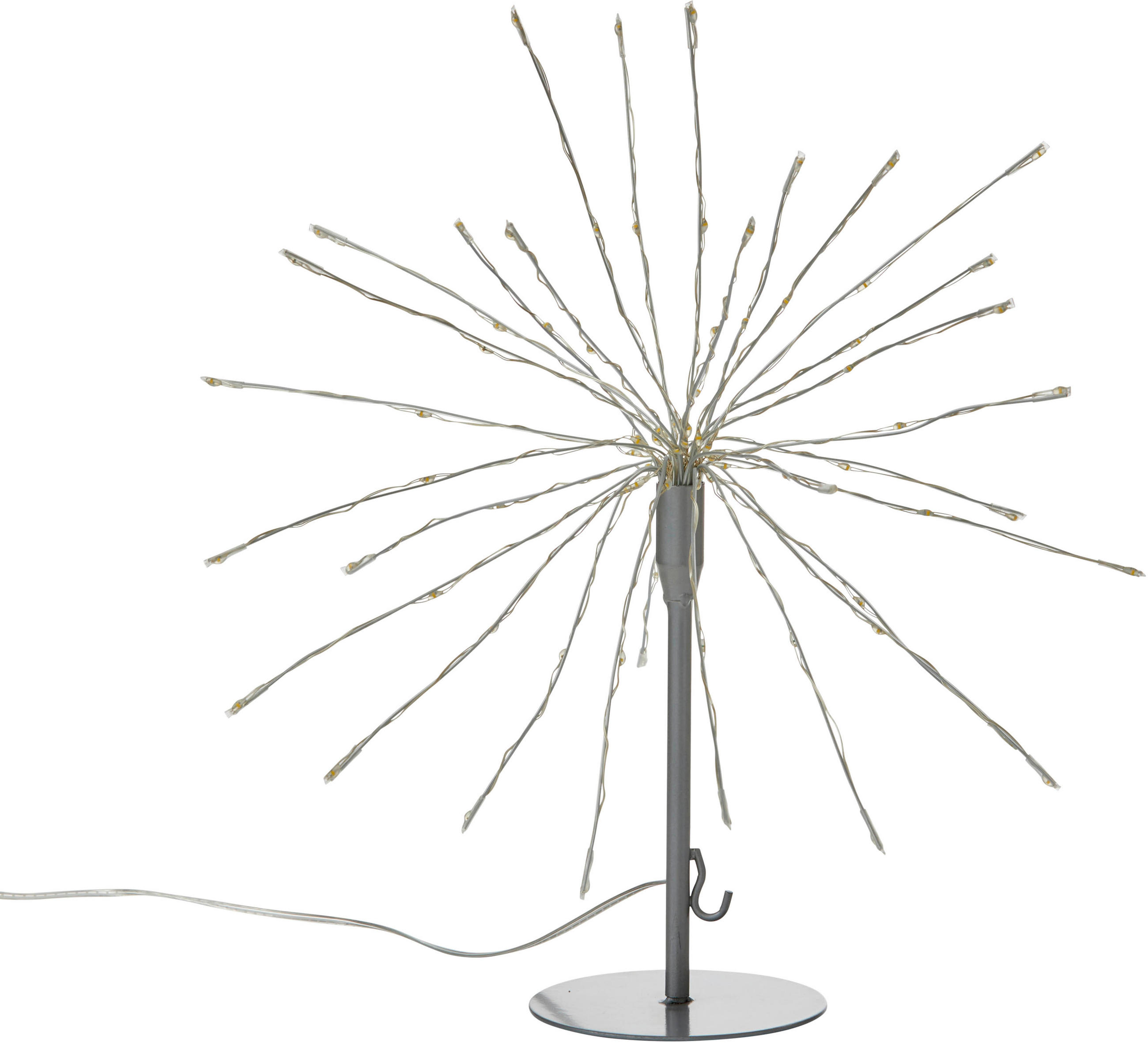 LED-EISKRISTALLLEUCHTE - 90 LEDs Ø50cm für Innen und Außen mit Timerfunktion in Silber, Batteriebetrieben - Silberfarben, Kunststoff (25/25/25cm) - Northpoint