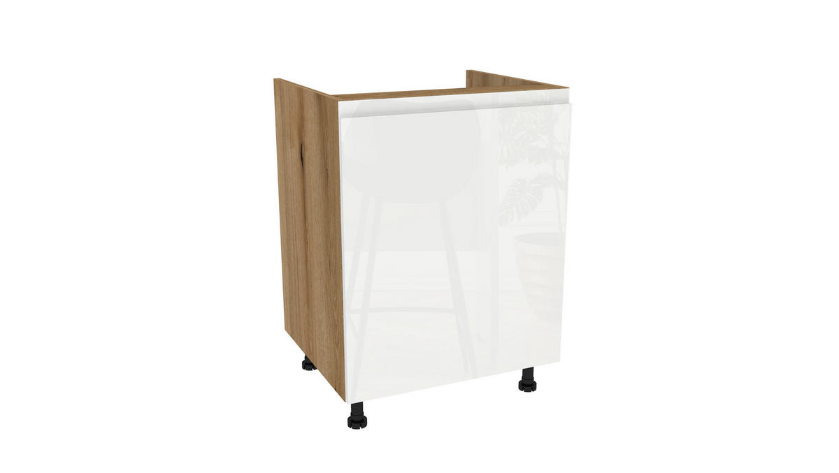 WINKELKÜCHE 240x180 cm mit Arbeitsplatte - SIMPLY Z13 - in Weiß Hochglanz / Eiche - Weiß Hochglanz/Eichefarben, Holz/Holzwerkstoff (420/212/53cm)