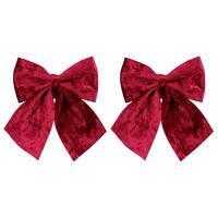 WEIHNACHTSSCHLEIFEN 2er-Set Schleife rot 20 × 24 cm - Rot, Kunststoff (24cm) - LAALU