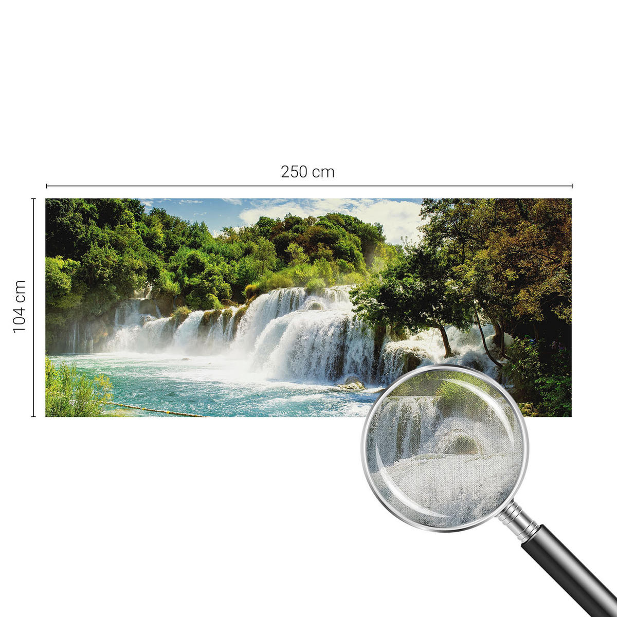 FOTOTAPETE 250x104 cm - Ein atemberaubender Wasserfall - Grün, Textil (250/104cm) - Wallfluent