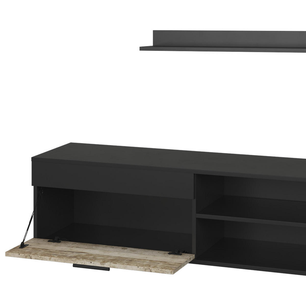 NÁSTĚNNÁ SKŘÍŇKA Berno Černý/pískový dub - černá/Sonoma dub, kompozitní dřevo (139.8/38.9/35.3cm) - Vicco