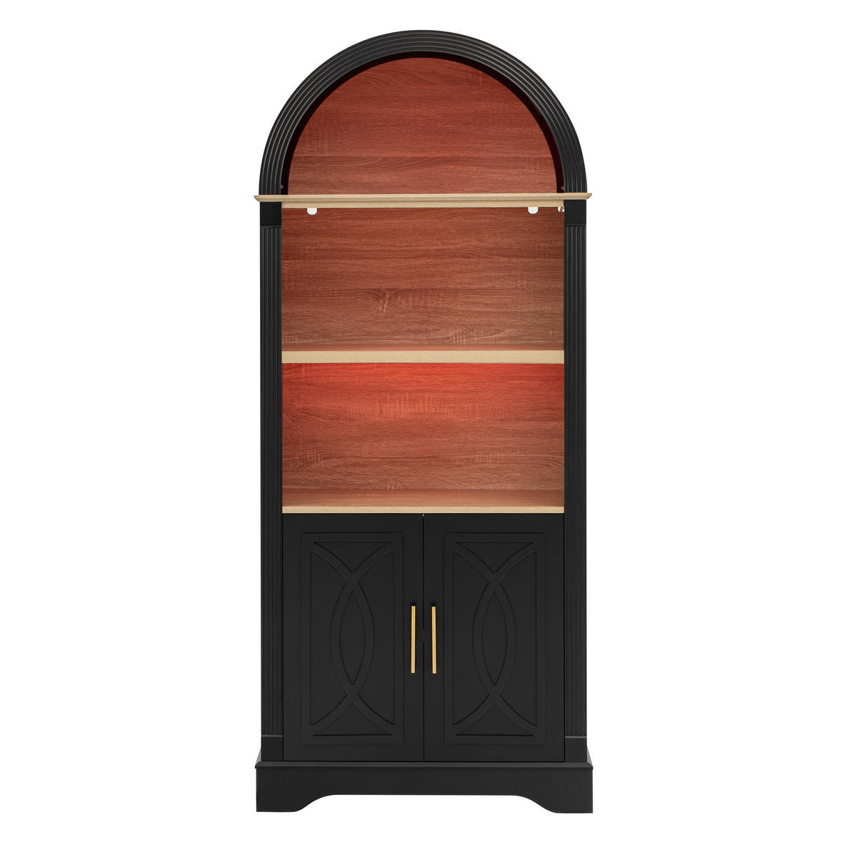 HIGHBOARD Schwarz 76,2×40×180 cm mit LED-eleuchtung und verstellbaren aus Holzwerkstoff - Schwarz, Holzwerkstoff (76.2/180/40cm)