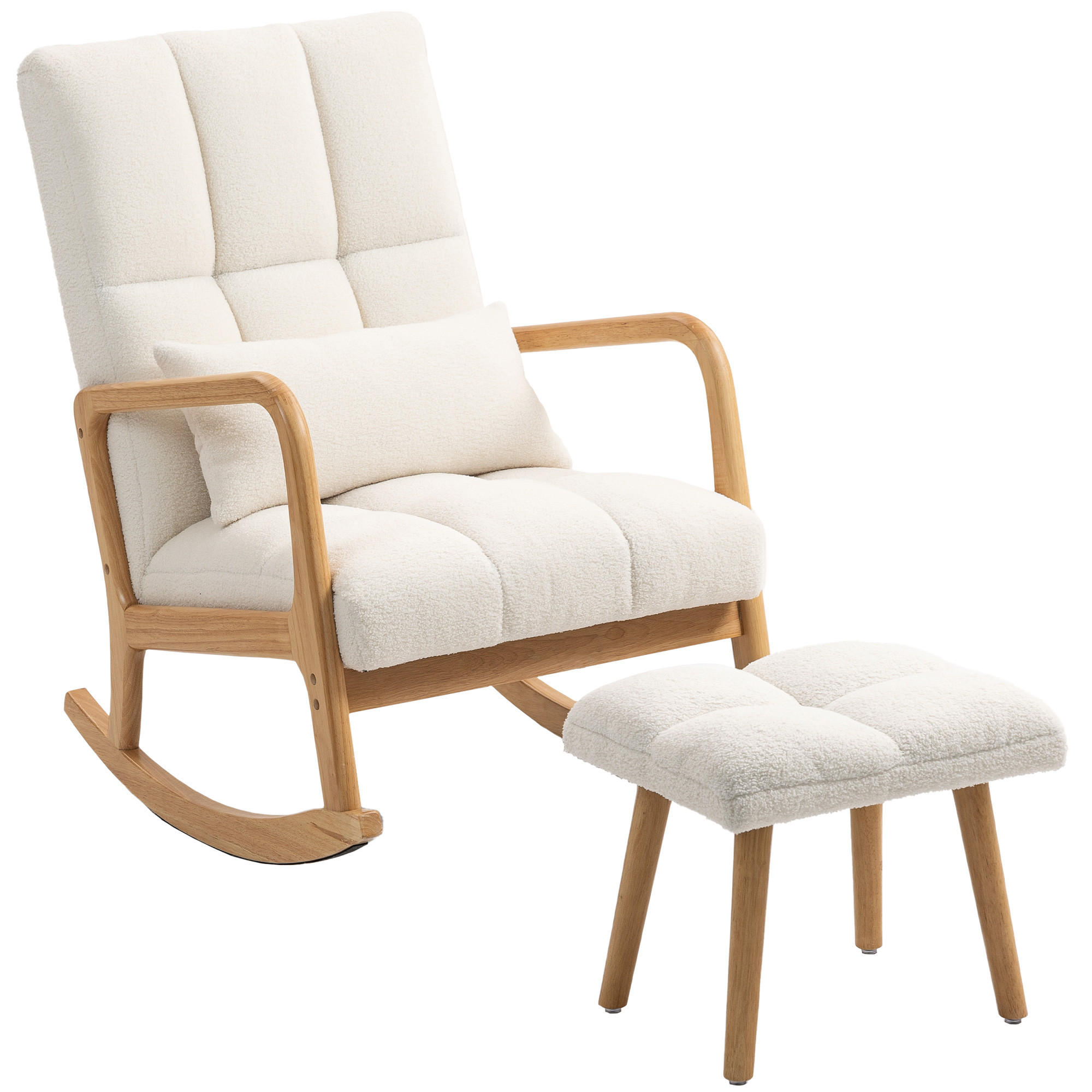 SCHAUKELSTUHL mit Fleece-Bezug 64,5L x 82B x 99H cm Weiß - Weiß, Kunststoff (64.5/99/82cm) - HOMCOM
