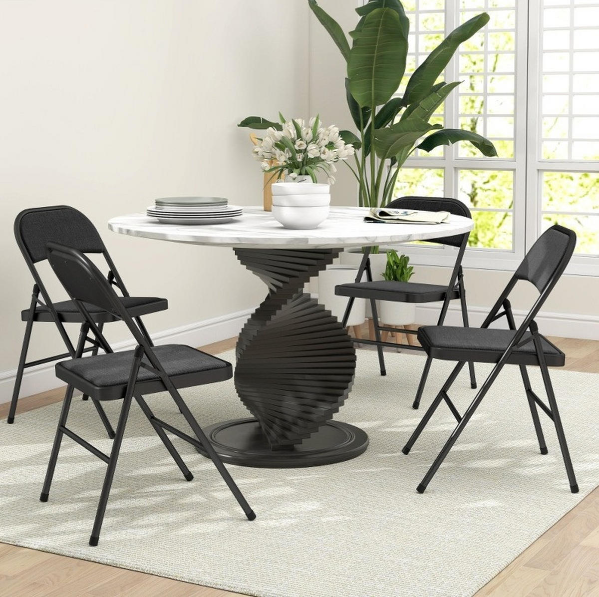KLAPPSTÜHLE gepolstert 45 x 46 x 78 cm 4er-Set Metall Schwarz - Schwarz, Metall (45/78/46cm) - Meubliv