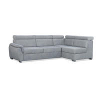ECKSOFA Ravini Grau, mit Schlaffunktion und verstellbaren Kopfstützen, rechte seite - Grau, Holzwerkstoff (253/156cm) - Bettso