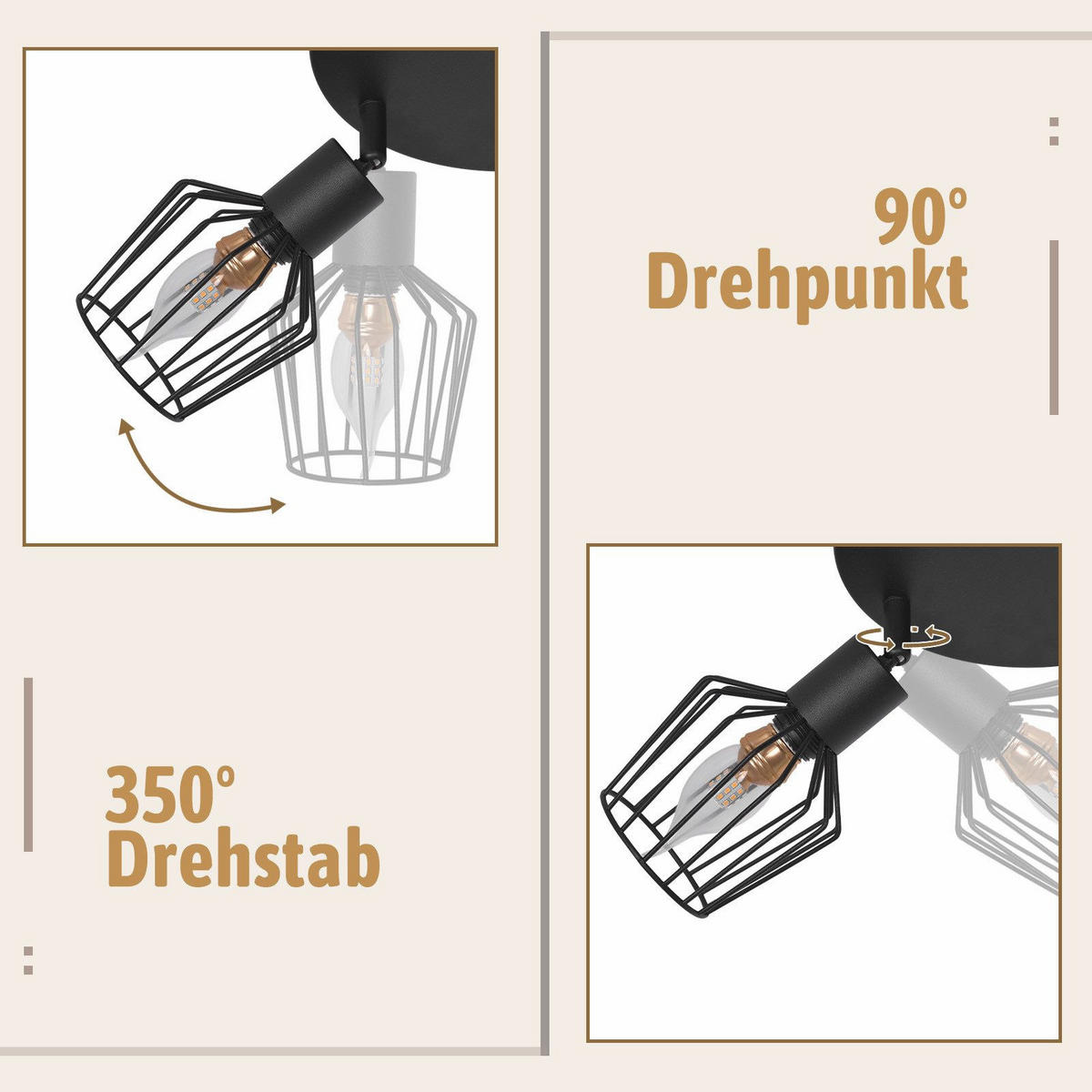 STRAHLER Stella 3-flammig 20/20/10 cm - Schwarz, Metall (20/20/10cm) - Nettlife