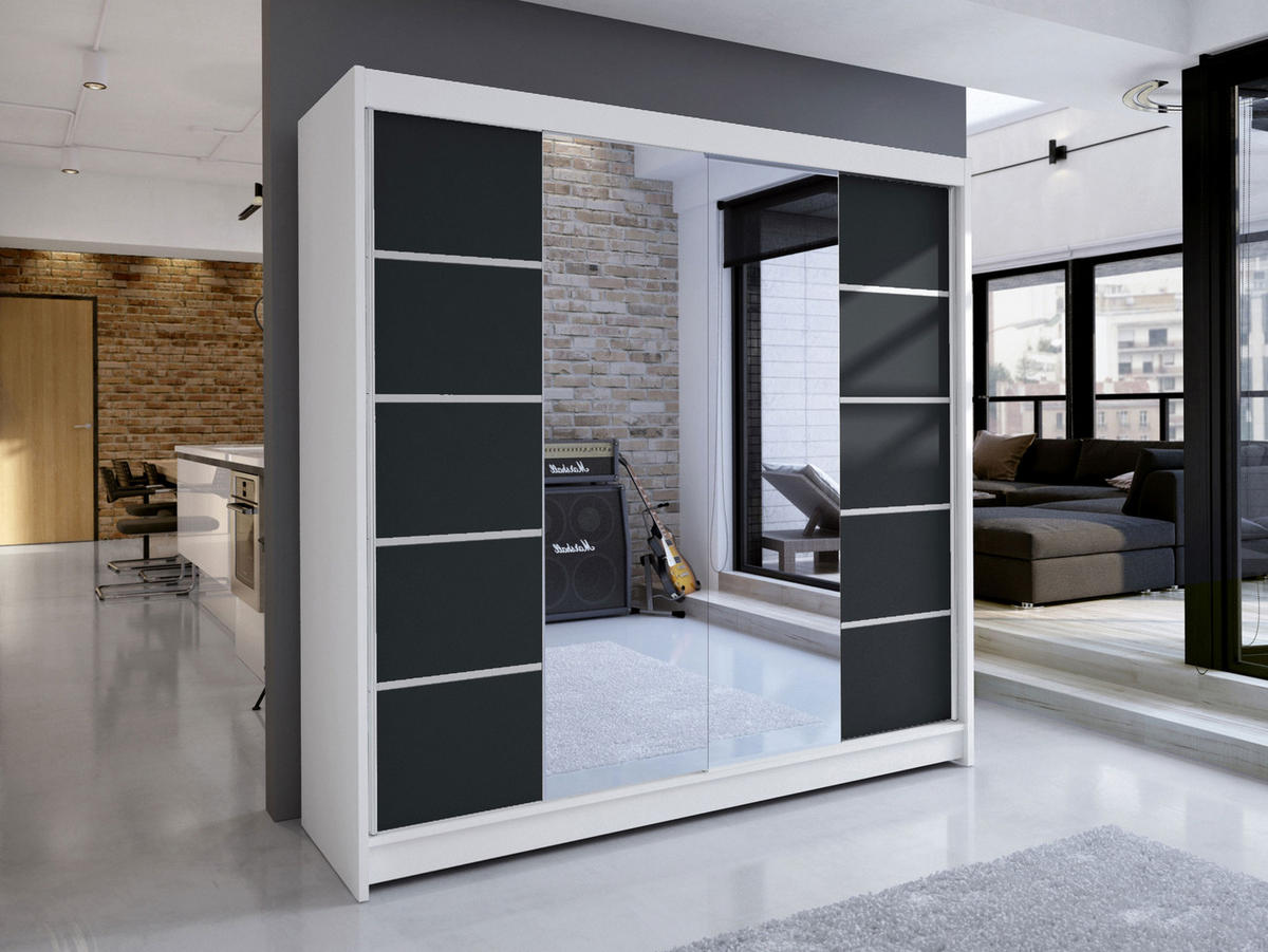 SCHWEBETÜRENSCHRANK Talin V - Silberfarben/Multicolor, Holzwerkstoff/Metall (180/215/58cm) - MIRJAN24