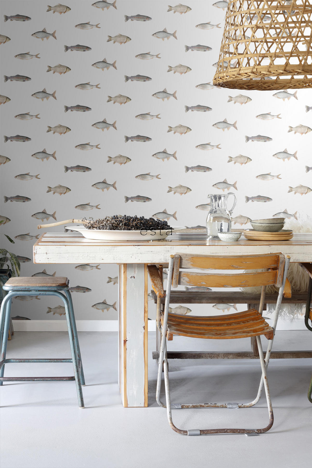 TAPETE Fische 50 x 900 cm - Grau, Papier (50/900cm) - ESTAhome