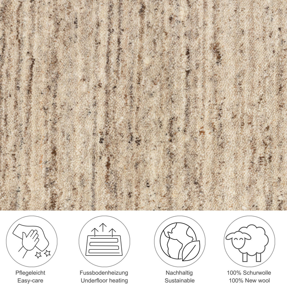 HANDWEBTEPPICH Pure 170x240 cm - Beige, Textil (170/240cm) - THEKO