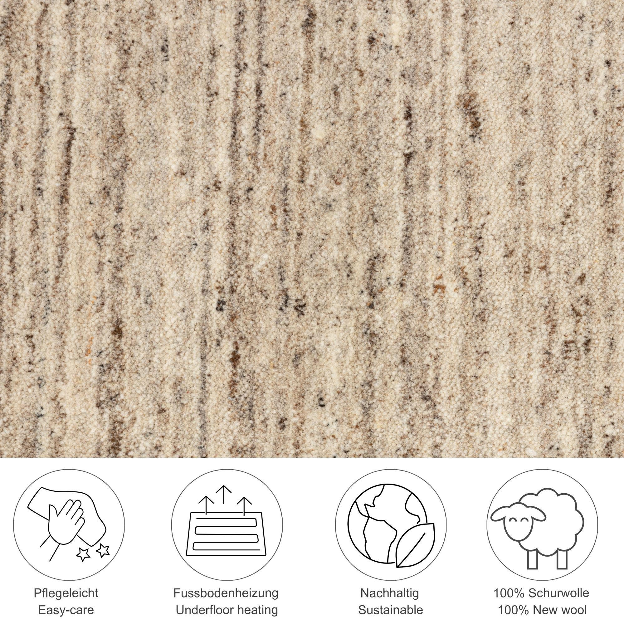 Thumbnail - Theko Handwebteppich, Beige, Textil, Uni, Rechteckig, 140x200 cm, antistatisch, Teppiche & Böden, Teppiche, Naturteppich...