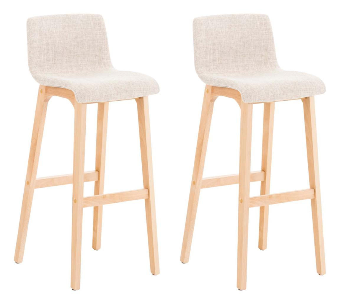 BARHOCKER 2er Set Stoff creme - Eukalyptusholzfarben/Creme, Holz/Textil (41/101/46cm) - CLP
