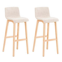 BARHOCKER 2er Set Stoff creme - Eukalyptusholzfarben/Creme, Holz/Textil (41/101/46cm) - CLP