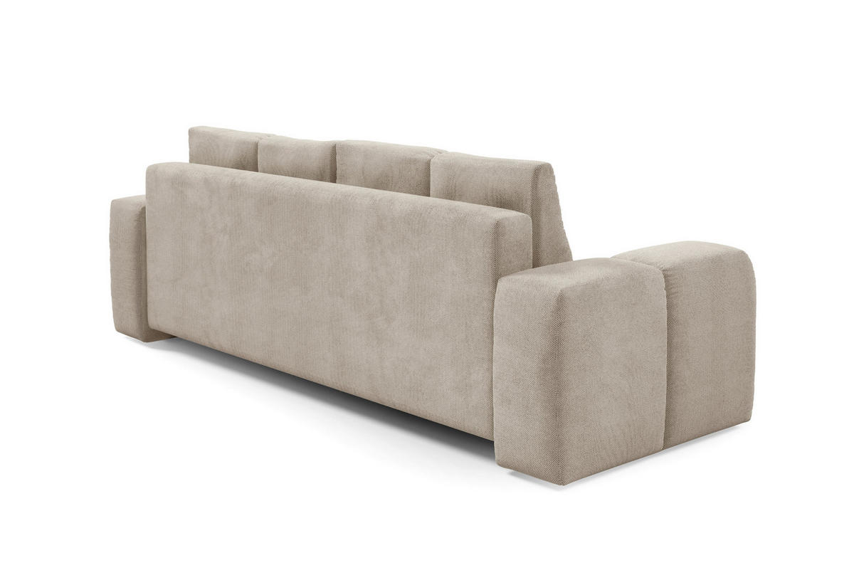 BETTSOFA DUCA Beige Jersey- Stoff mit Schlaffunktion - Beige, Holz (259/90/99cm) - MASSENO