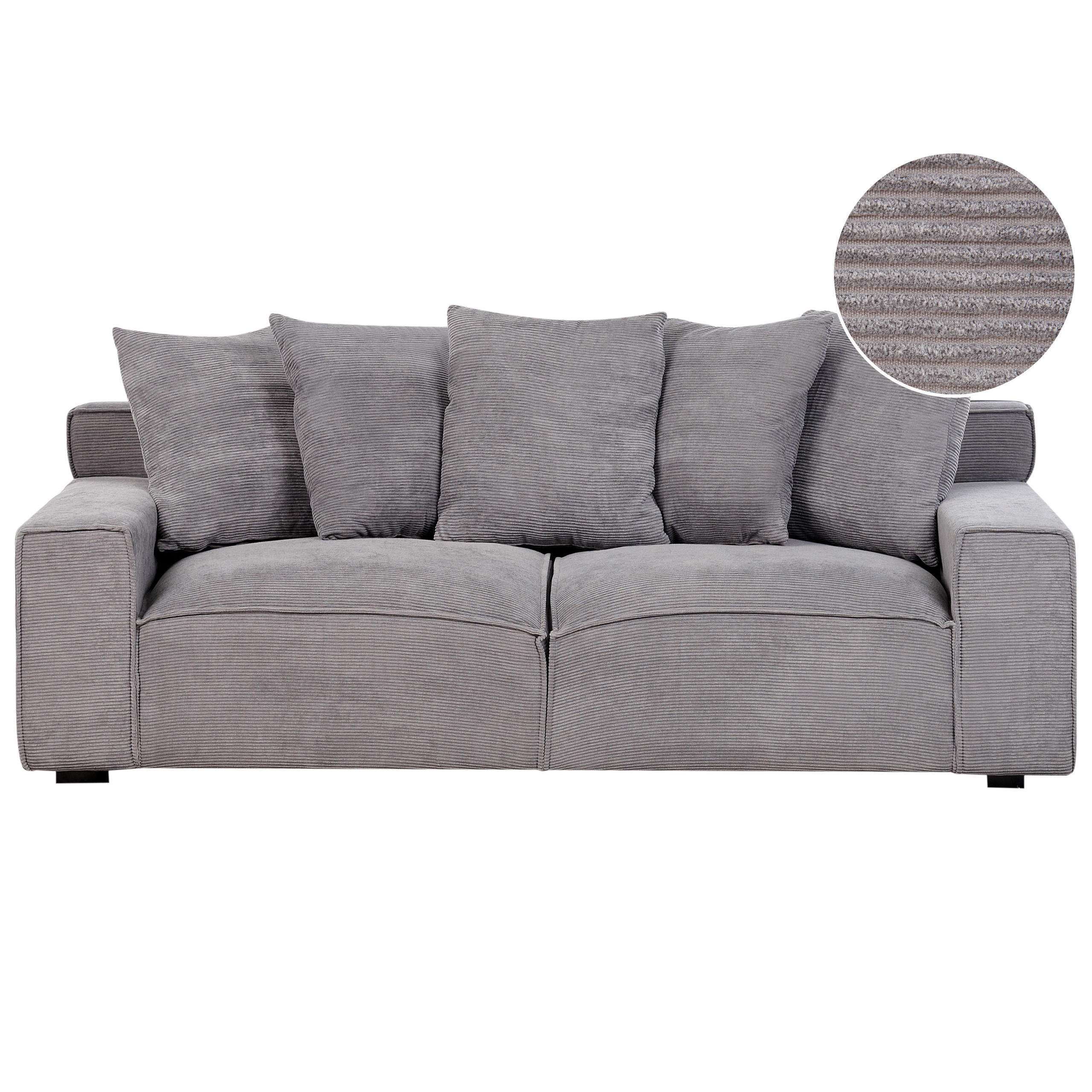3-SITZER-SOFA Cord Dunkelgrau Viskan - Dunkelgrau, Textil (200/62/74cm) - Beliani