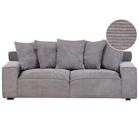 3-SITZER-SOFA Cord Dunkelgrau Viskan - Dunkelgrau, Textil (200/62/74cm) - Beliani