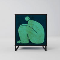 SIDEBOARD TOGETHER BUT SEPARATELY, Schwarz, 57,5x42x67,5 cm, Schwarze Metall-Rahmenfüße - Multicolor/Schwarz, Holzwerkstoff/Metall (57.5/67.5/42cm) - SpaceRebels