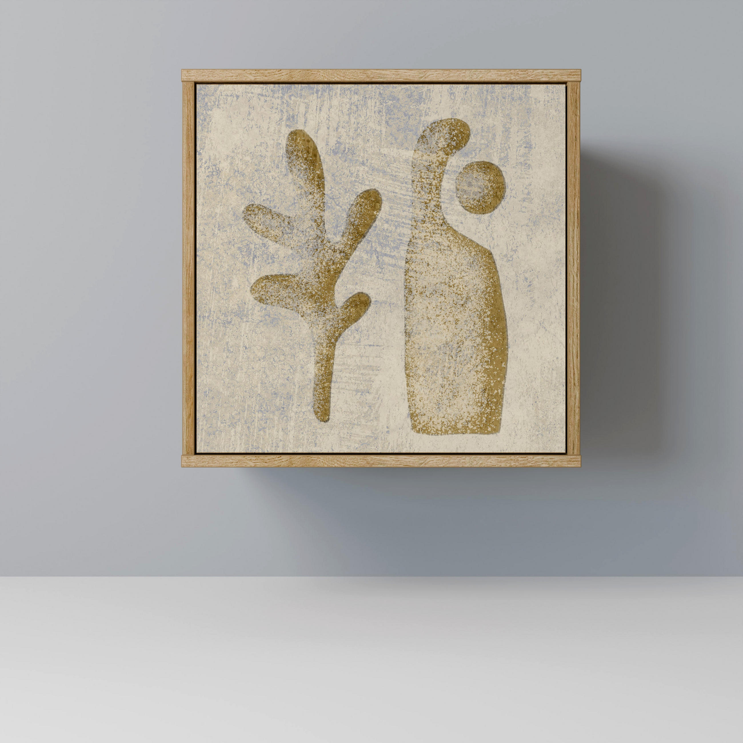 SIDEBOARD SAND SCULPTURES, Eichefarben, 57,5x42x57,5 cm, Ohne Füße - Eichefarben/Multicolor, Holzwerkstoff (57.5/57.5/42cm) - SpaceRebels