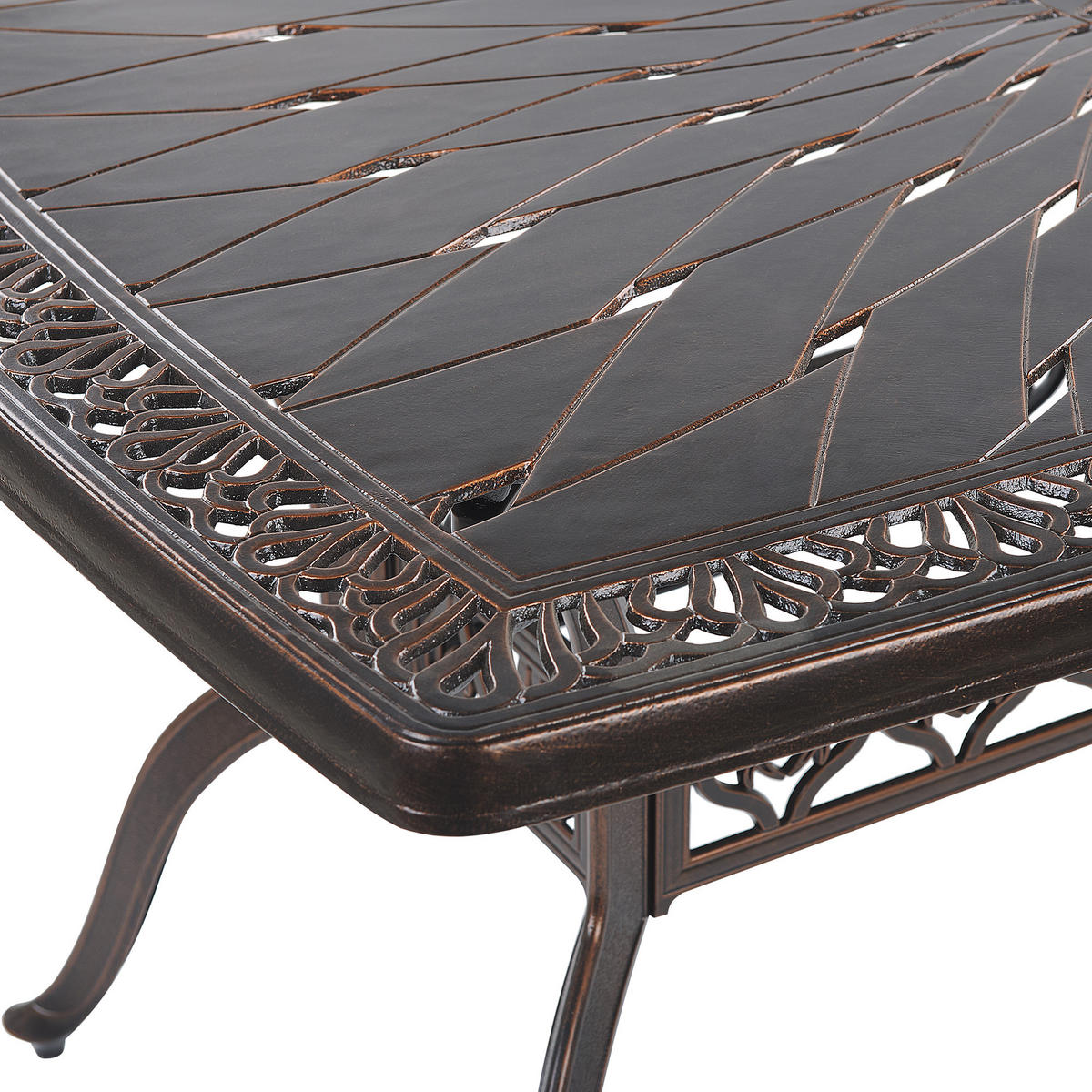 GARTENTISCH Aluminium dunkelbraun 102x165 cm Lizzano - Dunkelbraun, Metall (165/102/72cm) - Beliani