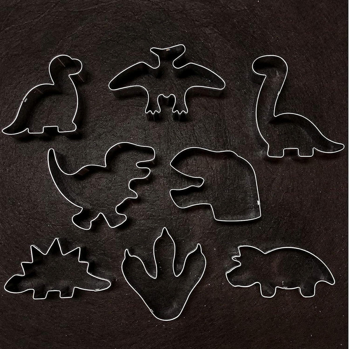 AUSSTECHER Set Dinosaurier 8-teilig - Silberfarben, Metall (30/2/20cm)
