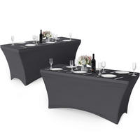 TISCHDECKE Spandex Grau 183 x 76 cm - Schwarz, Textil (183/76/1.5cm)