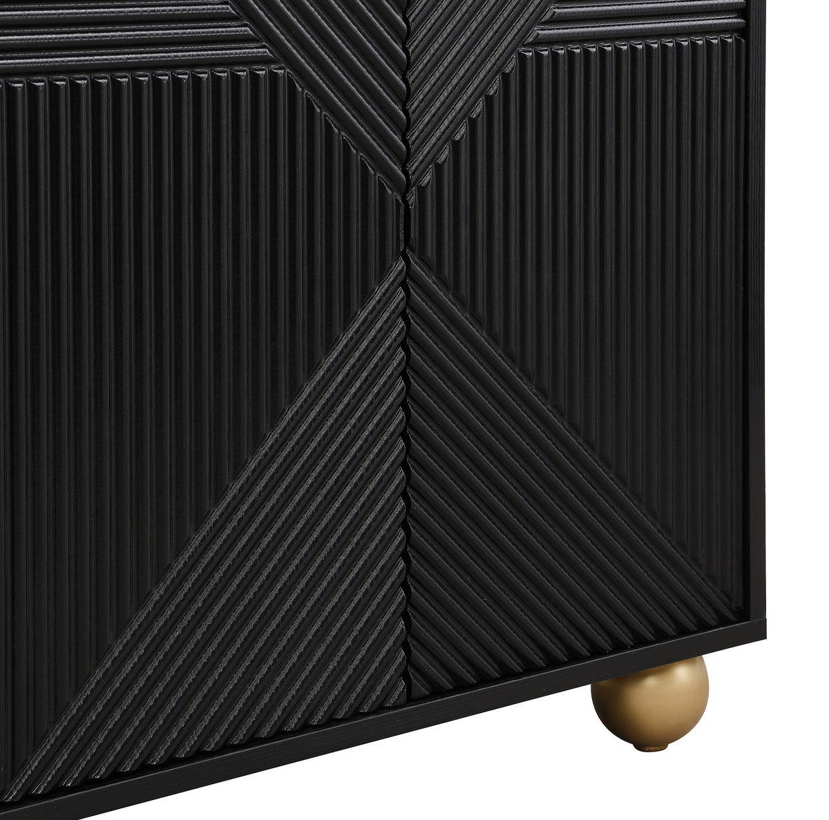 KOMODA z MDF 120x71,5x35 cm černá se 4 dvířky, nastavitelnými policemi a gravírovaným dekorem - černá, kompozitní dřevo (120/71.5/35cm) - Modfu