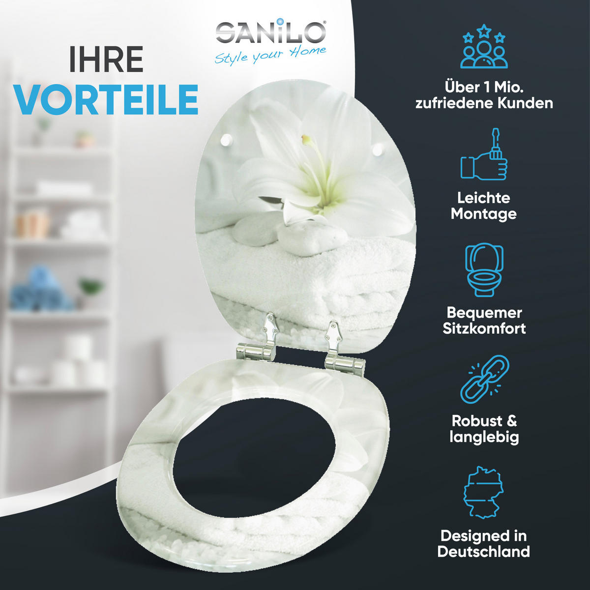 WC-SITZ mit Absenkautomatik Good Feeling - Weiß, Holzwerkstoff (38/6/47cm) - Sanilo