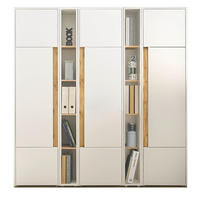 AKTENSCHRANK Set 5-teilig weiß matt, Eiche Wotan 190 x 200 cm, Schrank-Regal-Kombination mit 25 Fächern - Eichefarben/Silberfarben, Holz/Holzwerkstoff (190/200/40cm) - Furn.Design