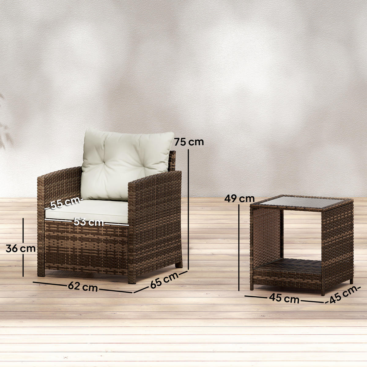 RATTAN-STUHL Creme 65.0/62.0/75.0cm - Creme, Kunststoff (62/75/65cm)