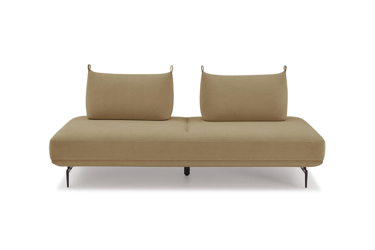 SCHLAFSOFA CANE Taupe Webstoff - Taupe/Schwarz, Textil/Metall (210/80/100cm) - KAWOLA