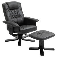 RELAXSESSEL KUNSTLEDER, SET MIT HOCKER CHARLY - Schwarz, Textil (76/87/61cm) - IDIMEX
