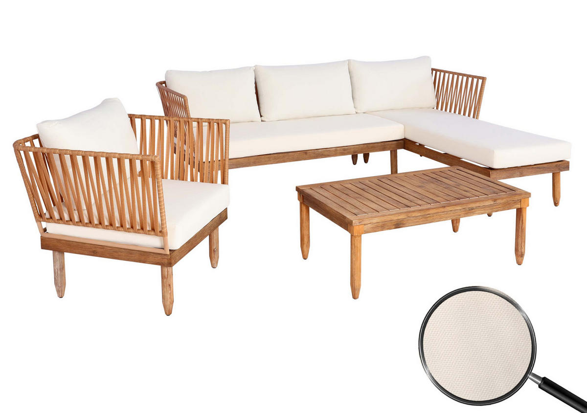 GARTEN-GARNITUR Braun, Weiß - Braun/Weiß, Holz - MCW