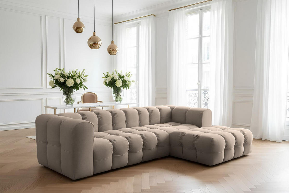 ECKSOFA Solvie In Tiffani - Taupe, Holzwerkstoff/Textil (290/193cm) - Fun Möbel