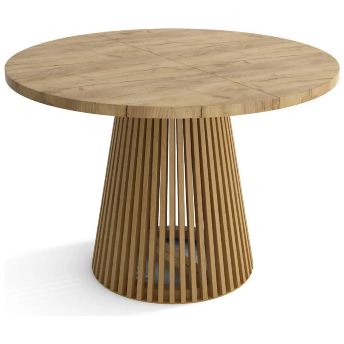 RUND ESSZIMMERTISCH DUSTO, ausziehbarer Tisch Durchmesser: 100/200 cm, Wohnzimmertisch Farbe: CRAFT, mit Holzbeinen - Braun, Holzwerkstoff (100/100/79cm) - Sepro Meble