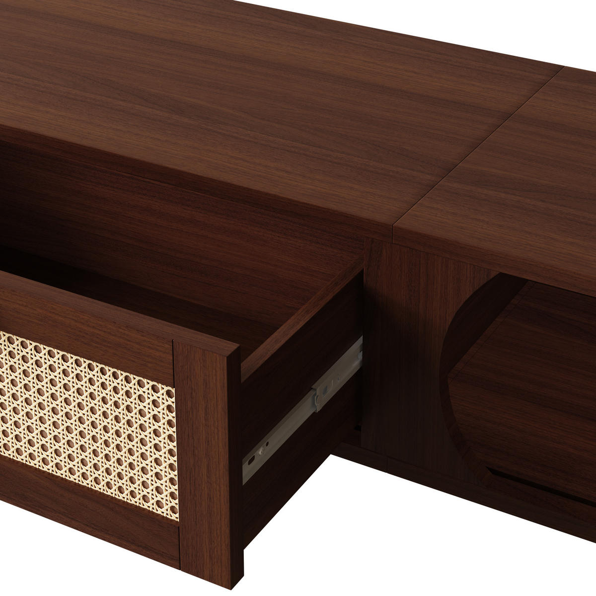 LOWBOARD in Naturfarben TV-Schrank mit Schubladen aus Rattan für Wohnzimmer, B170/T39.5/H38 cm - Naturfarben, Holzwerkstoff (170/38/39.5cm) - STILVORA
