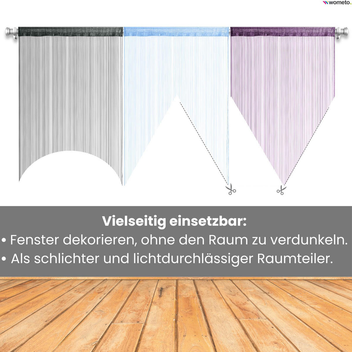 FADENVORHANG dunkelgrau 245/90 cm Stangendurchzug kürzbar - Dunkelgrau, Textil (90/245/1cm) - wometo