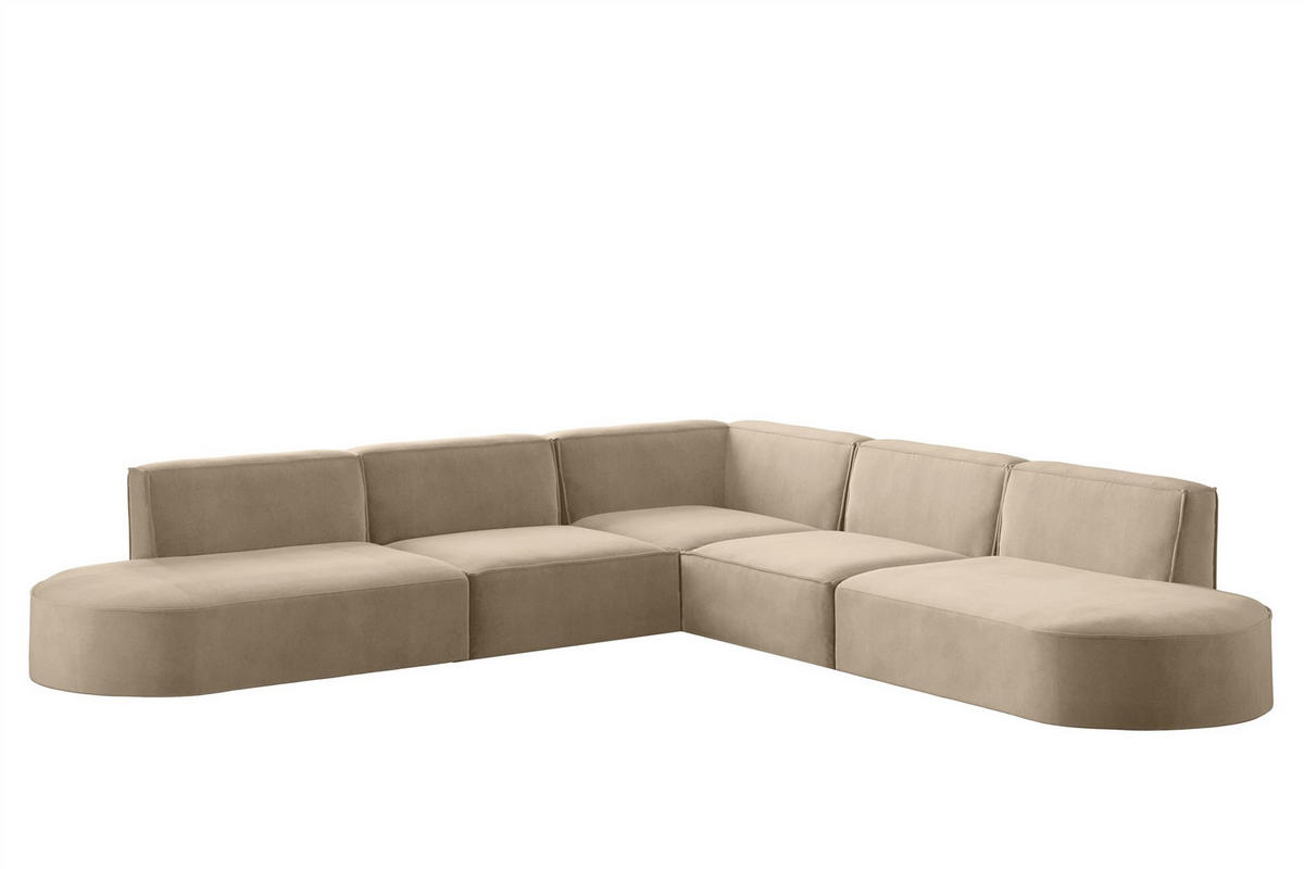 ECKSOFA Palma In Noel - Beige, Holzwerkstoff/Textil (276/276cm) - Fun Möbel