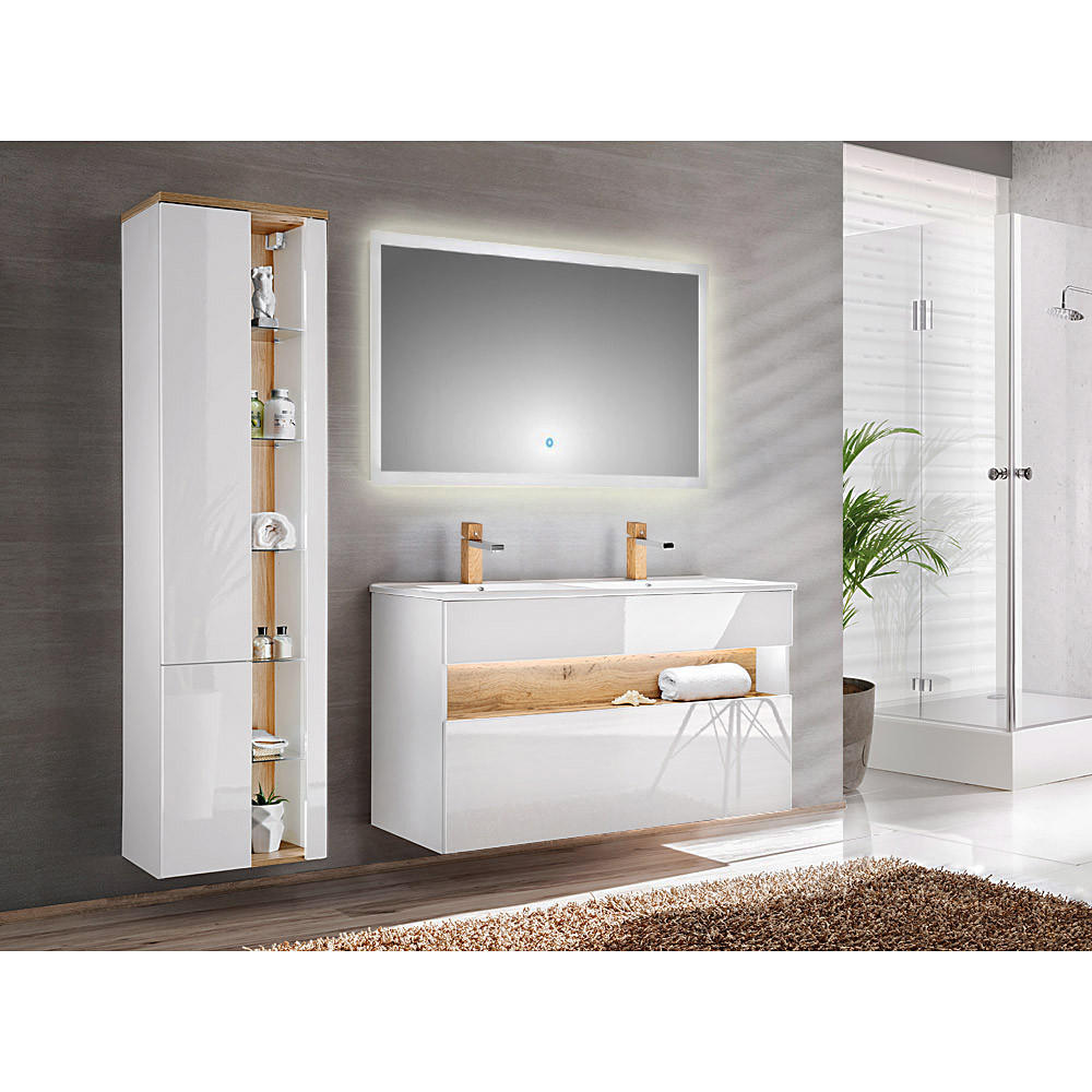 Lomado Badmöbel-Set Weiß 185x200x45 cm