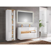 BADMÖBEL-SET 4-TLG. Bermuda-56 - Weiß, Holzwerkstoff (185/200/45cm) - Lomado