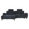 ECKSOFA Webstoff Grau - Schwarz/Grau, Textil/Metall (268/156cm) - Furnhouse