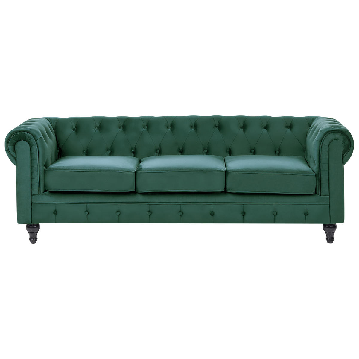 4-SEDEŽNA SEDEŽNA GARNITURA žamet zelena Chesterfield - zelena, tekstil (201/70/75cm) - Beliani