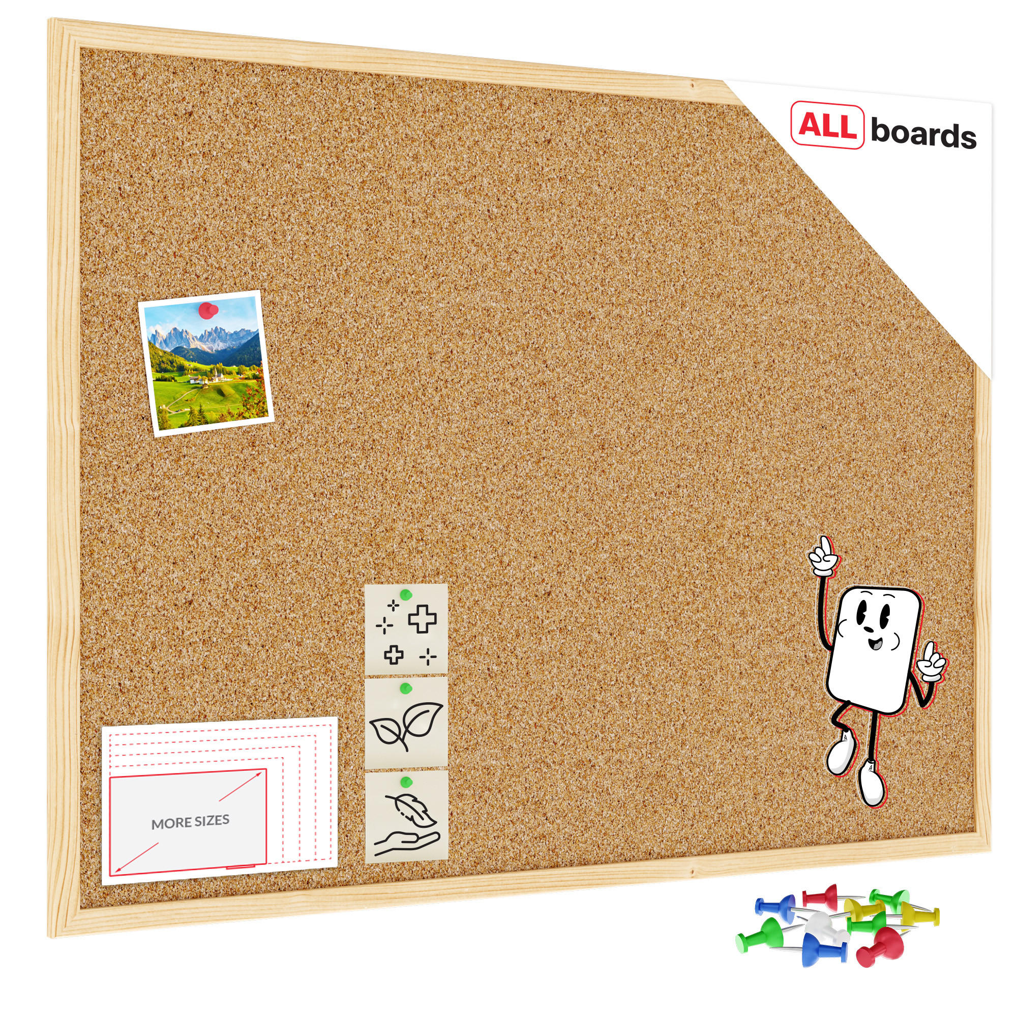 PINNWAND mit Naturholzrahmen 80x60cm - Braun, Holz (80/60/1.5cm) - ALLboards