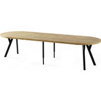 ESSTISCH Twixy XXL groß rund oval ausziehbar, Eiche Hell Braun 100-300/100/76 cm - Eichefarben/Schwarz, Holz/Holzwerkstoff (100/100/76cm) - WFL GROUP