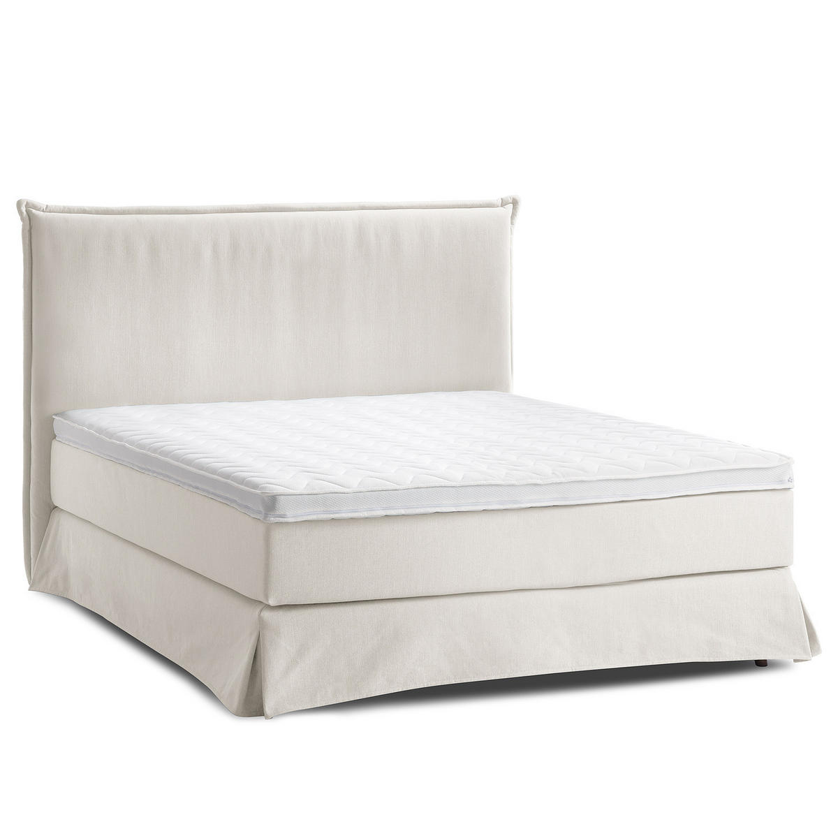 BOXSPRINGBETT mit Husse - Platinfarben, Textil (160/200cm) - home24